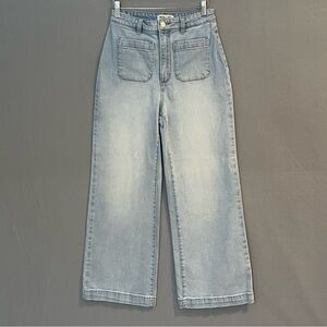 Rollas Daisy High Rise Wide Leg Cropped Jeans Size 28 Light Wash